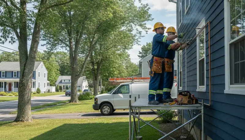 Lexington, MA plumber repairing a pipe for a local plumbing service