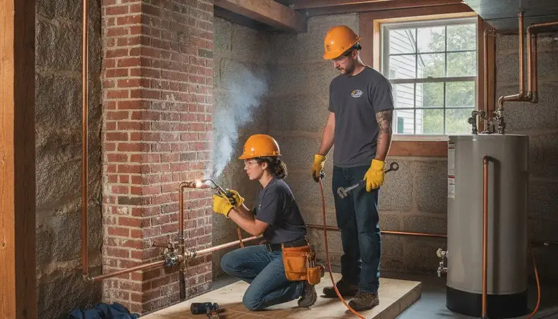Plumber repairing pipes in Lexington, MA for reliable residential plumbing service