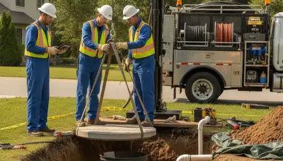 Septic repair technician servicing a Lexington, MA home for reliable plumbing repair